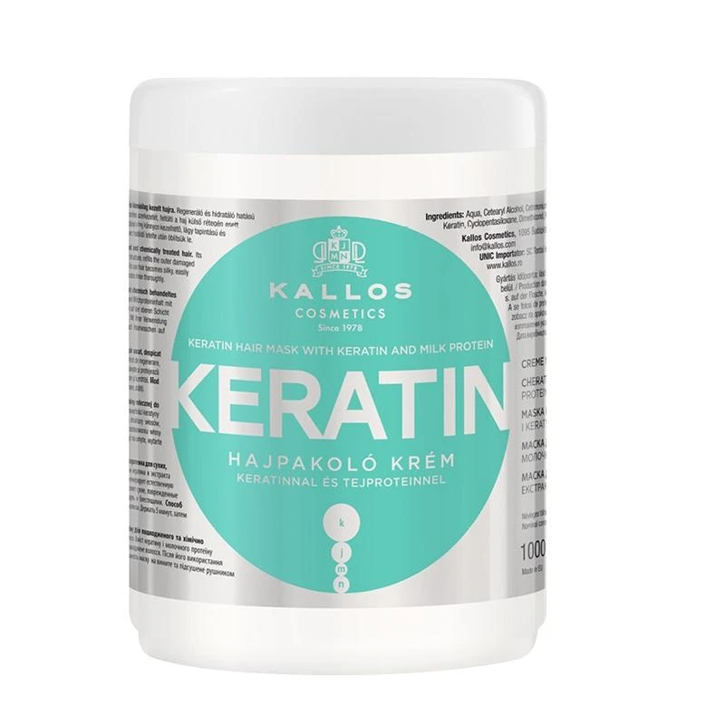 Kaukė sausiems pažeistiems plaukams Kallos KERATIN Hair Mask 1000 ml