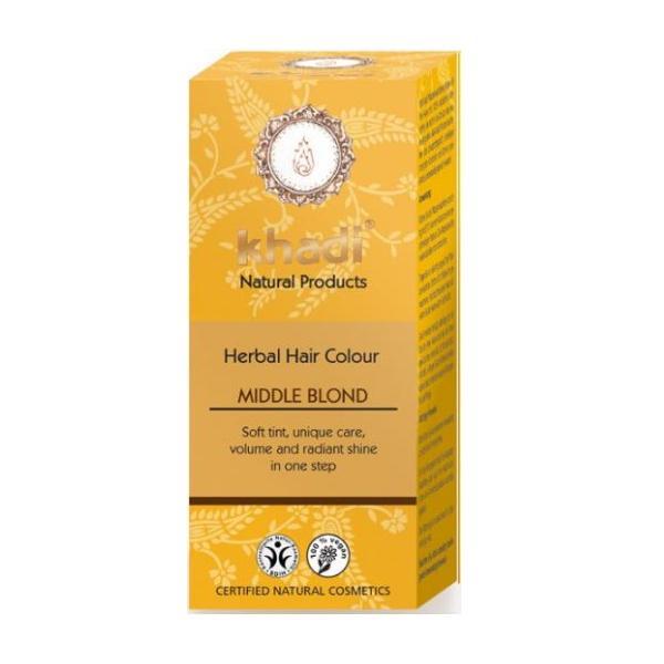Augaliniai šviesių ar žilų plaukų dažai Medium Blond, Khadi, 100g