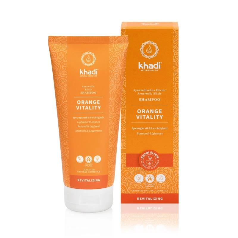Ajurvedinis atgaivinantis šampūnas Oranžinis Vitality Eliksyras, Khadi, 200 ml