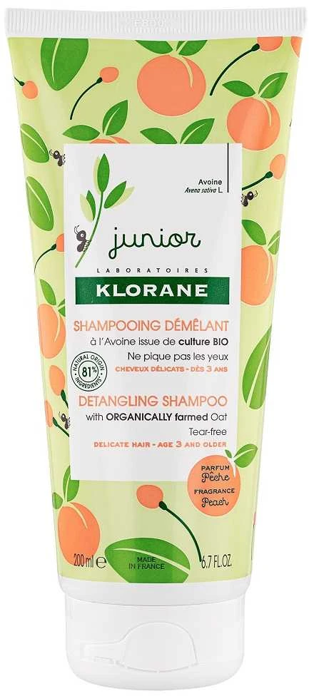 Klorane Junior Detangling Šampūnas Peach plaukų iššukavimą lengvinantis šampūnas vaikams, 200 ml