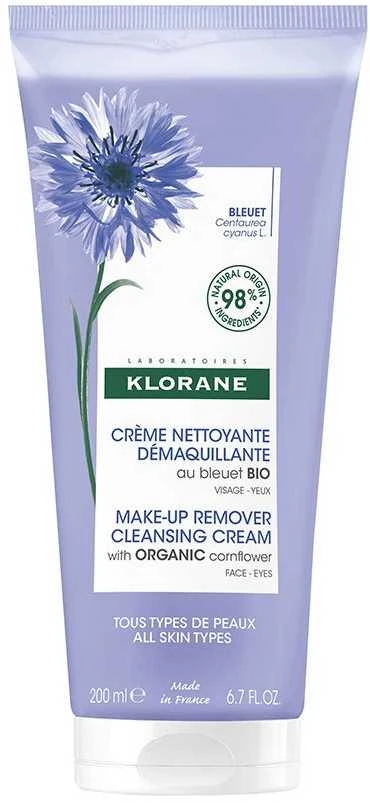 Klorane Cornflower Make-Up Remover Cleansing Kreminis kreminis makiažo valiklis, 200 ml