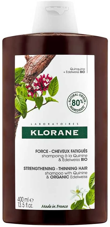 "Klorane" stiprinamasis šampūnas su chininu ir Edelweiss Bio 400ml