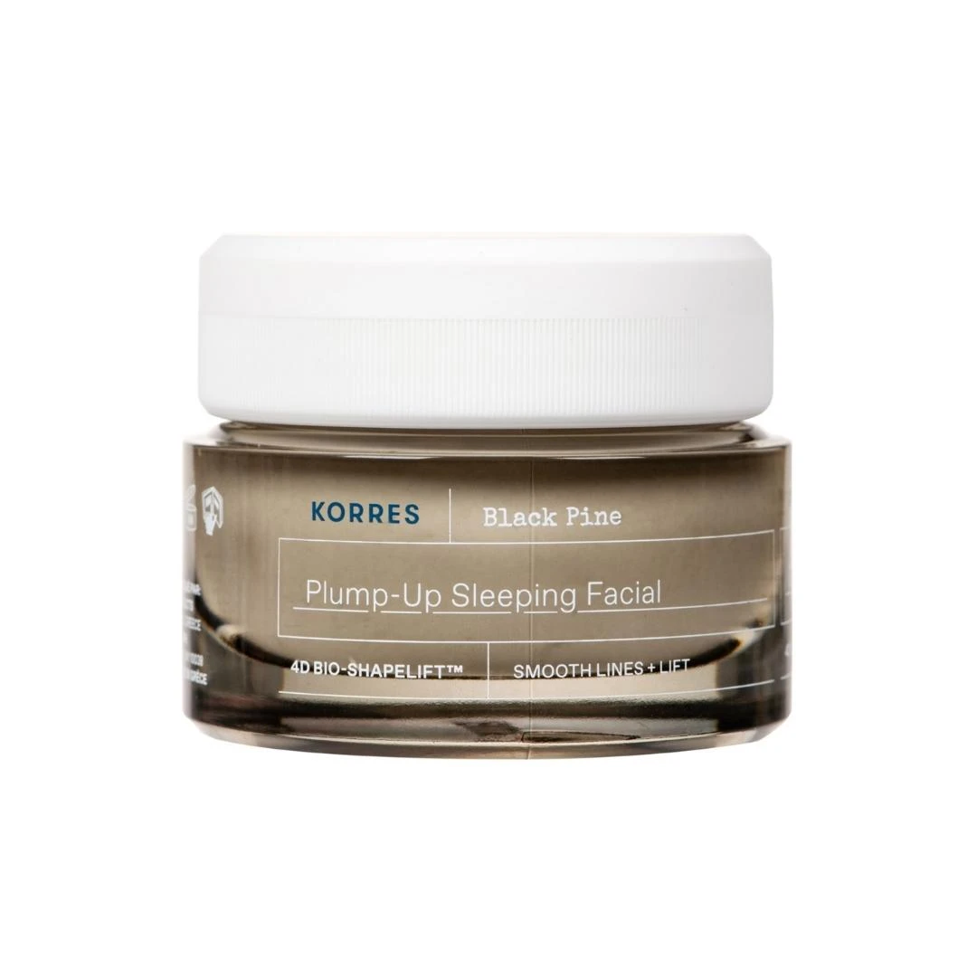 Korres Juodas Pine Plump-Up Sleeping Facial Night Skin Kreminis
