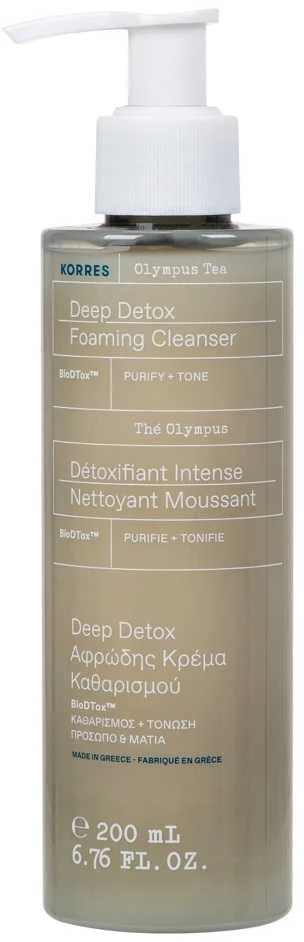 Korres Olympus Tea Deep Detox Foaming Valiklis valomosios veido putos, 200 ml