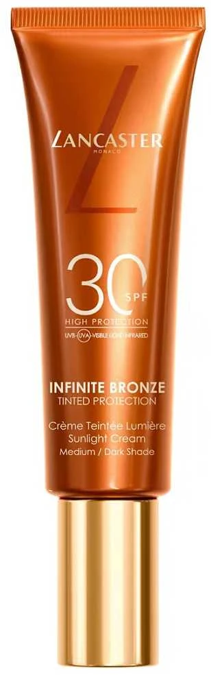 Lancaster Infinite Bronze Tinted Protection SPF 30 apsauginis veido kremas nuo saulės su spalva, atspalvis: Medium, 30 ml
