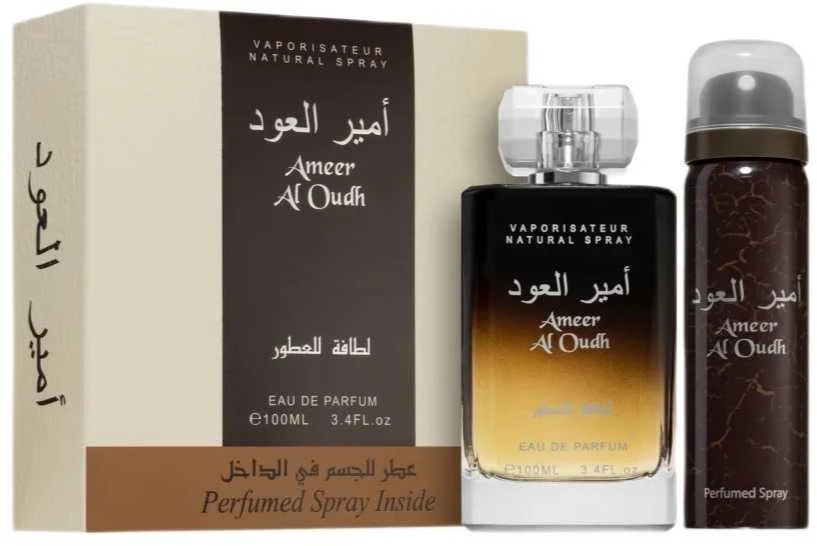 Unisex rinkinys Lattafa Ameer Al Oudh (kvepalai Lattafa Ameer Al Oudh EDP, 100 ml + dezodorantas 50 ml)