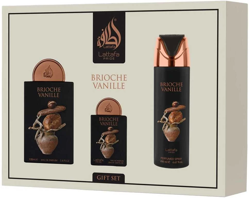 Lattafa Brioche Vanille Eau De Parfum, 100 ml Purškiklis Corporal Perfumado, 200 ml Purškiklis Eau De Parfum, 20 ml
