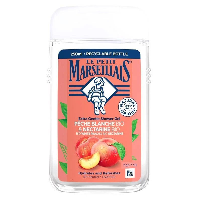 Le Petit Marseillais Extra Gentle Dušo želė Organic Baltas Peach & Organic Nectarine Dušo želė