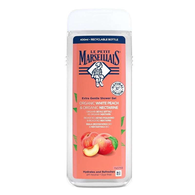 Le Petit Marseillais Extra Gentle Dušo želė Organic Baltas Peach & Organic Nectarine Dušo želė