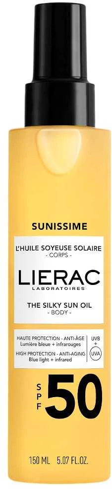 Lierac Paris Lierac Sunissime The Silky Sun Oil SPF 50 apsauginis ir įdegį stiprinantis aliejus kūnui, 150 ml