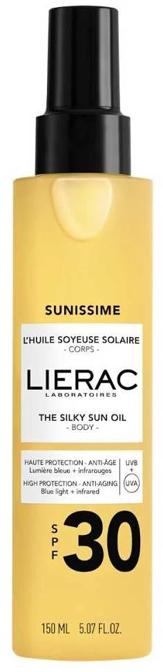 Lierac Sunissime Silky Sun Body Oil SPF 30 apsauginis kūno aliejus, 150 ml