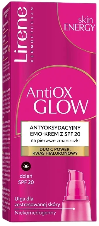 Lirene AntiOX Glow antyoksydacyjny emo-krem su SPF20 na pierwsze zmarszczki 40ml