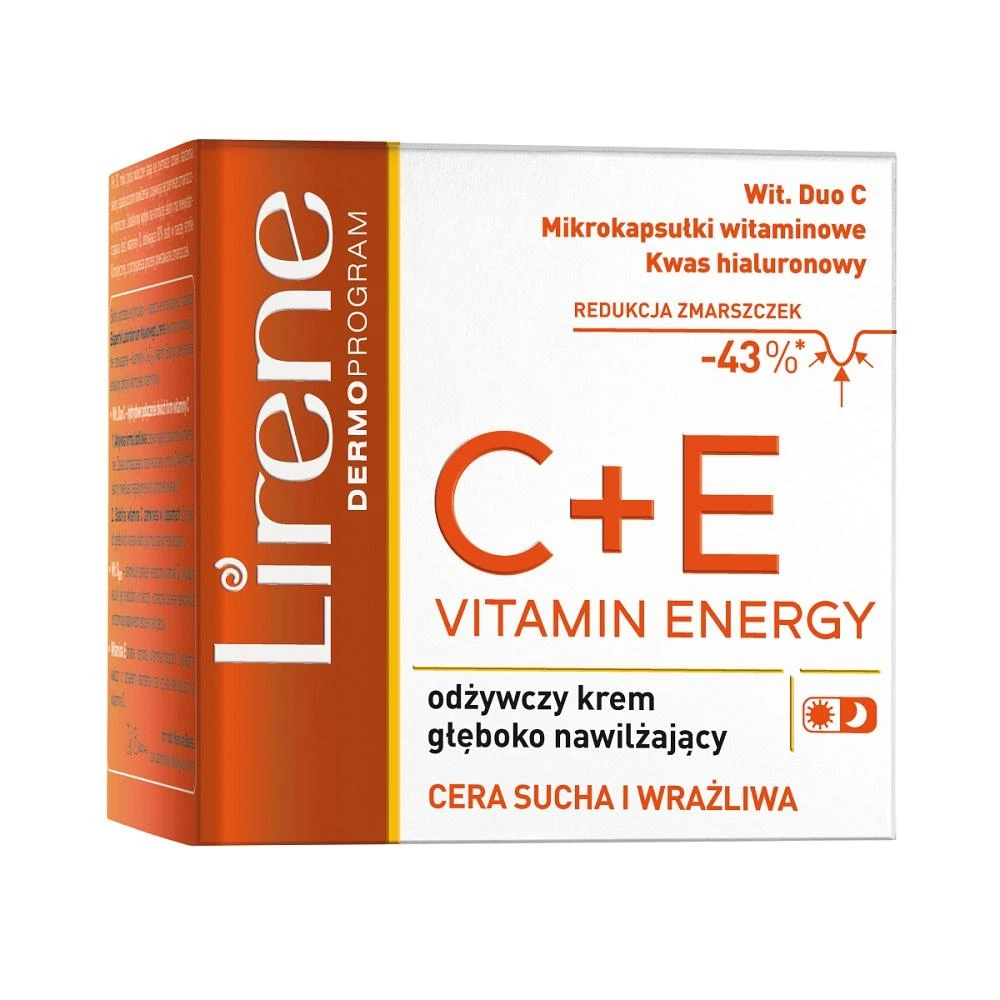 Lirene C+E Vitamin Energy Face Kreminis Moisturizining Kreminis, 50 ml