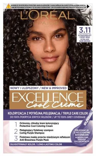 L'Oreal Excellence Cool Creme 3.11 dėžutės pakuotė