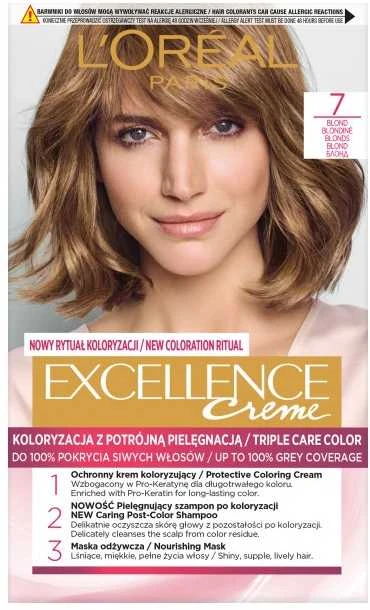 L'Oreal Excellence dažai 7 Blond pakuotė
