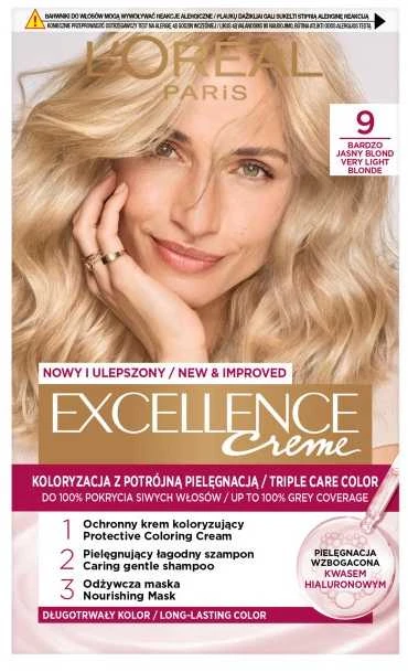 L'Oreal Excellence Creme 9 plaukų dažų pakuotė