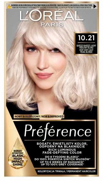 L'Oreal Preference 10.21 plaukų dažų dėžutė