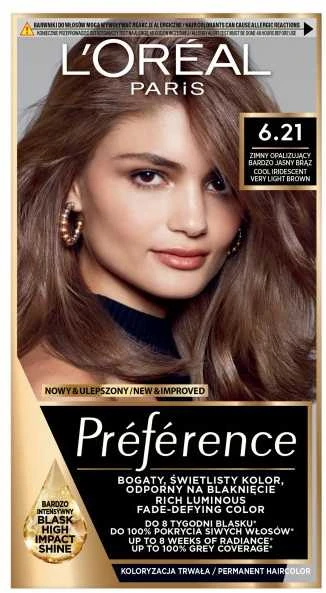 L'Oreal Preference 6.21 Ciurich plaukų dažų pakuotė