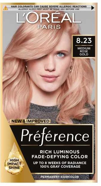 L'Oreal Preference plaukų dažai 8.23 rožinio aukso atspalvio