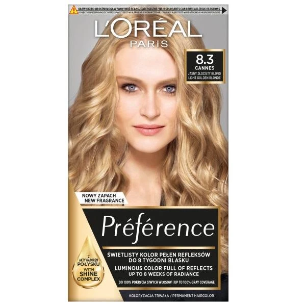 L'Oreal Paris Preference 8.3 Šviesiai auksinė blondinė