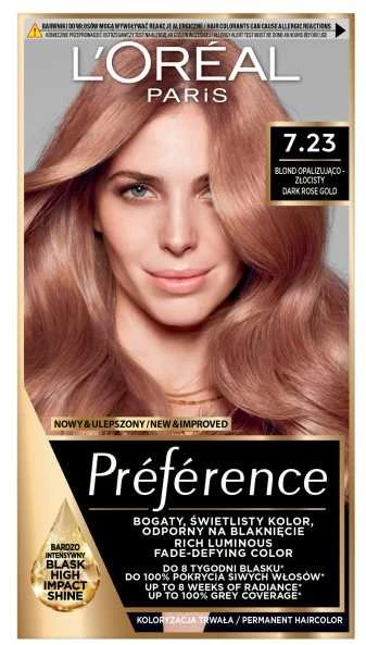 L'Oreal Preference 7.23 Bali plaukų dažų pakuotės priekis