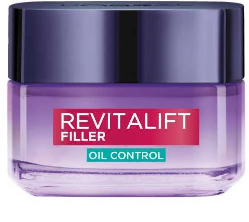 L'Oreal Paris Revitalift Filler Oil Control Day Gel-Kreminis drėkinamasis riebalų išsiskyrimą reguliuojantis gelis-kremas veidui, 50 ml