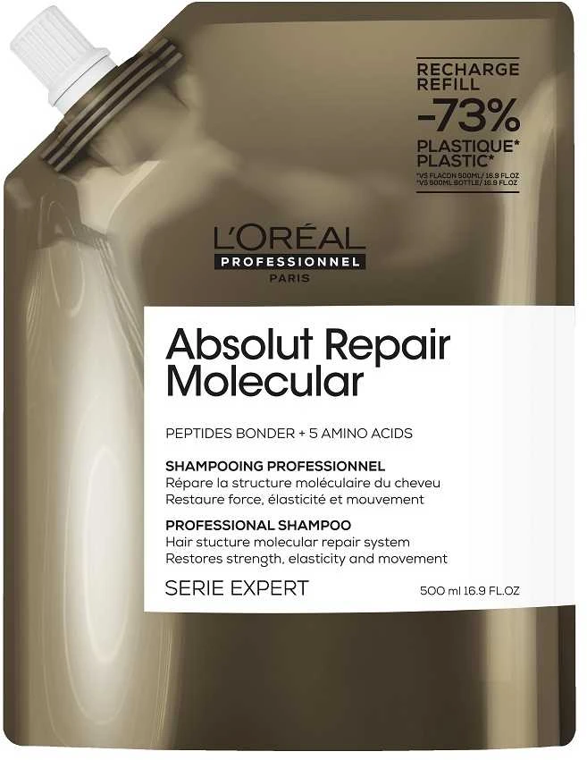 L'oreal Professionnel Absolut Repair Molecular Professional šampūnas pažeistiems plaukams be sulfatų, papildymas, 500 ml