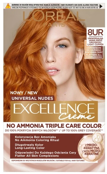 L'Oreal Excellence Creme 8UR vario atspalvio pakuotė