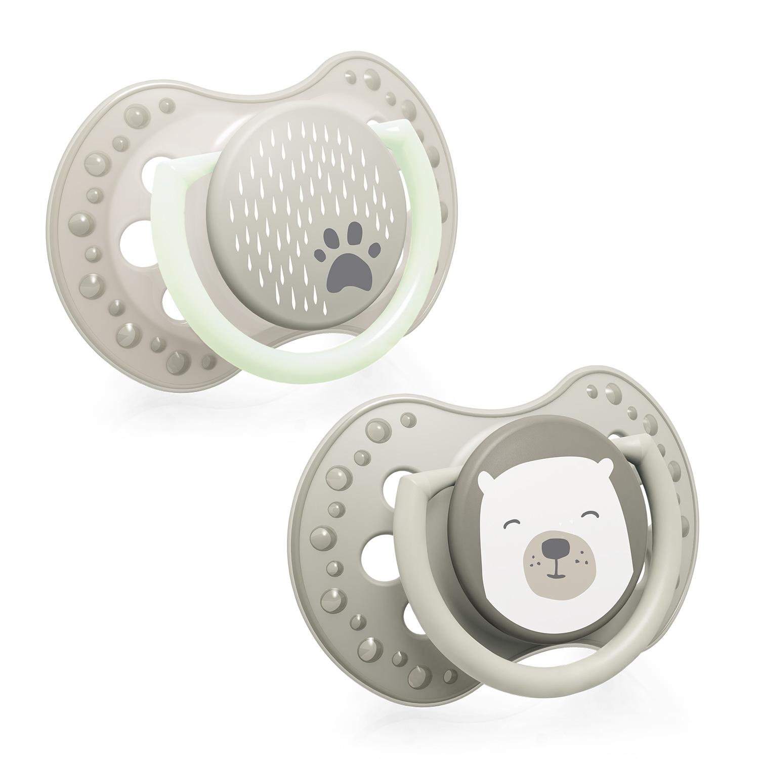 LOVI dinaminis silikoninis čiulptukas BUDDY BEAR, 0-3 mėn., 2 vnt., 22/863