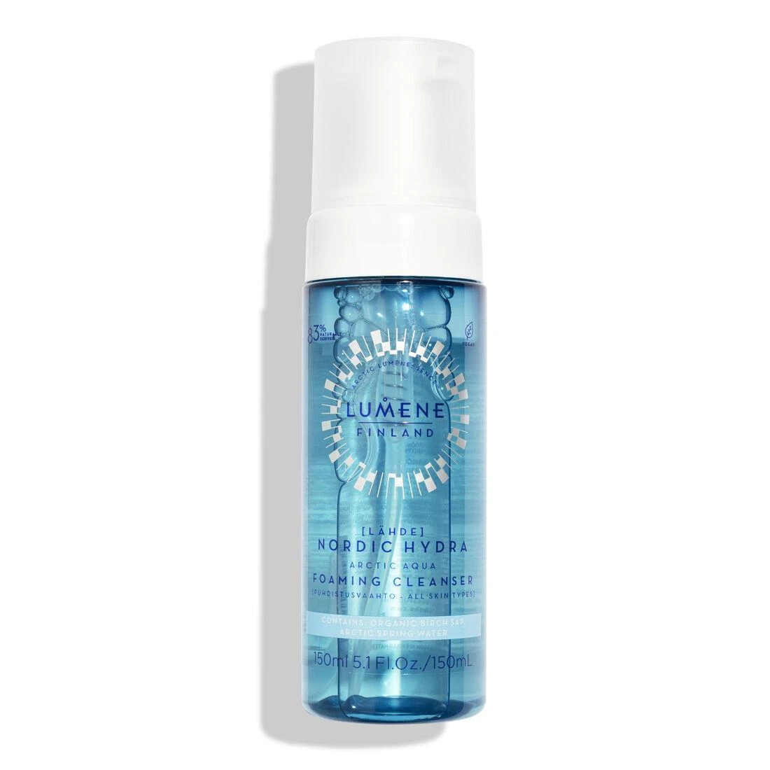 Lumene Nordic Hydra Lahde Arctic Aqua Foaming Valiklis valomosios putos veidui, 150 ml