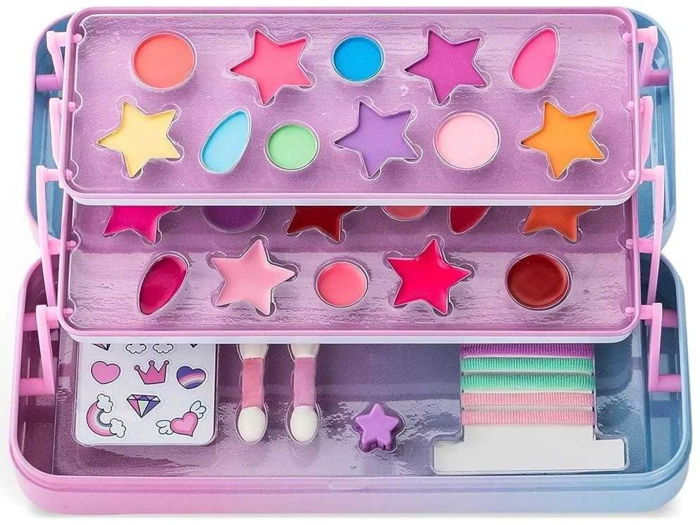 MARTINELIA Little Unicorn rinkinys Tin Case 3 Levels,11 akių šešėlių, 11 lūpų blizgių, 2 aplikatoriai, lipdukai, 2 plaukų gumytės, 2 segtukai