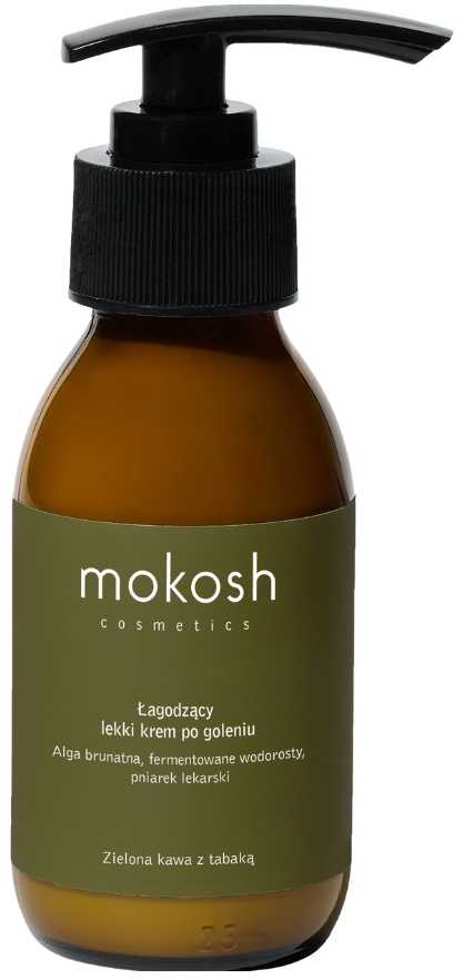 Mokosh Raminamasis lengvas kremas po skutimosi, žalioji kava su tabaku, 90 ml
