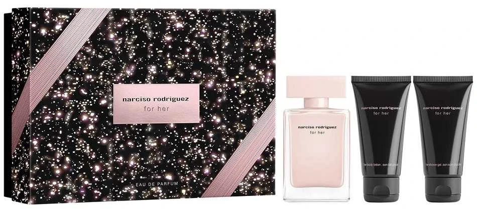 Rinkinys Narciso Rodriguez: Jai, Kvapusis vanduo, Moterims, 50 ml + Jai, Drėkinamasis, Kvepalai kūnui, 50 ml + Jai, Valomasis, S