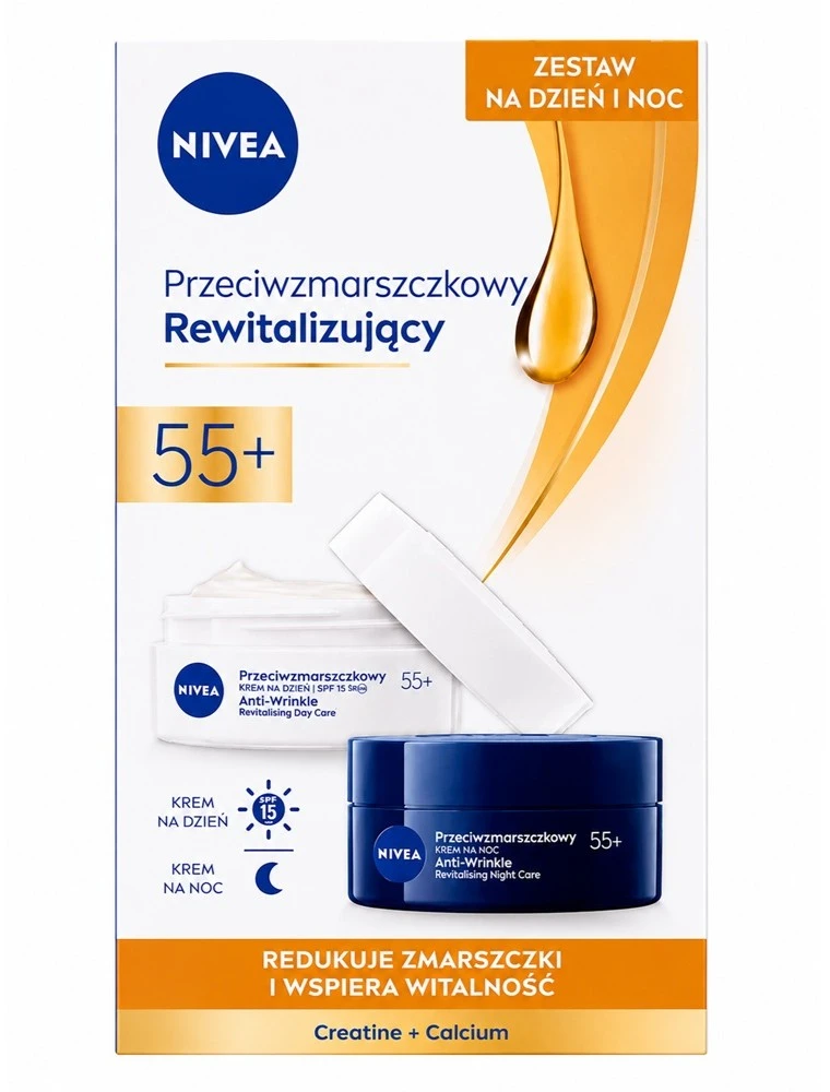 Nivea Przeciwzmarszczkowy+ modelujący krem na noc 55+ 50ml + Przeciwzmarszczkowy+ modelujący dieninis kremas 55+ 50ml