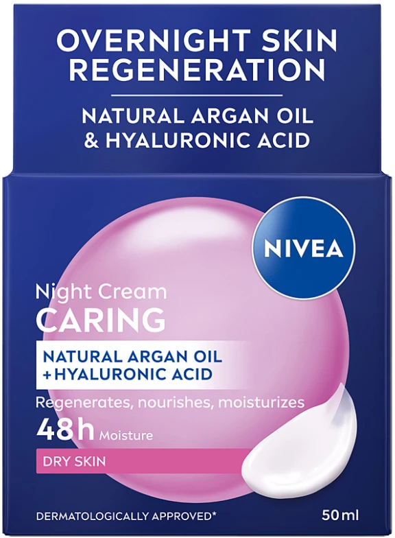 Nivea Caring maitinamasis naktinis kremas sausi ir jautriai odai 50 ml