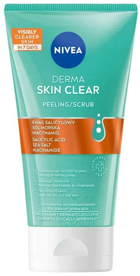 Nivea Derma Skin Clear Anti-Blemish Scrub Peeling moterims, 150 ml