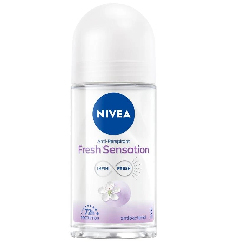 Nivea Fresh Sensation rutulinis antiperspirantas su gėlių motyvu