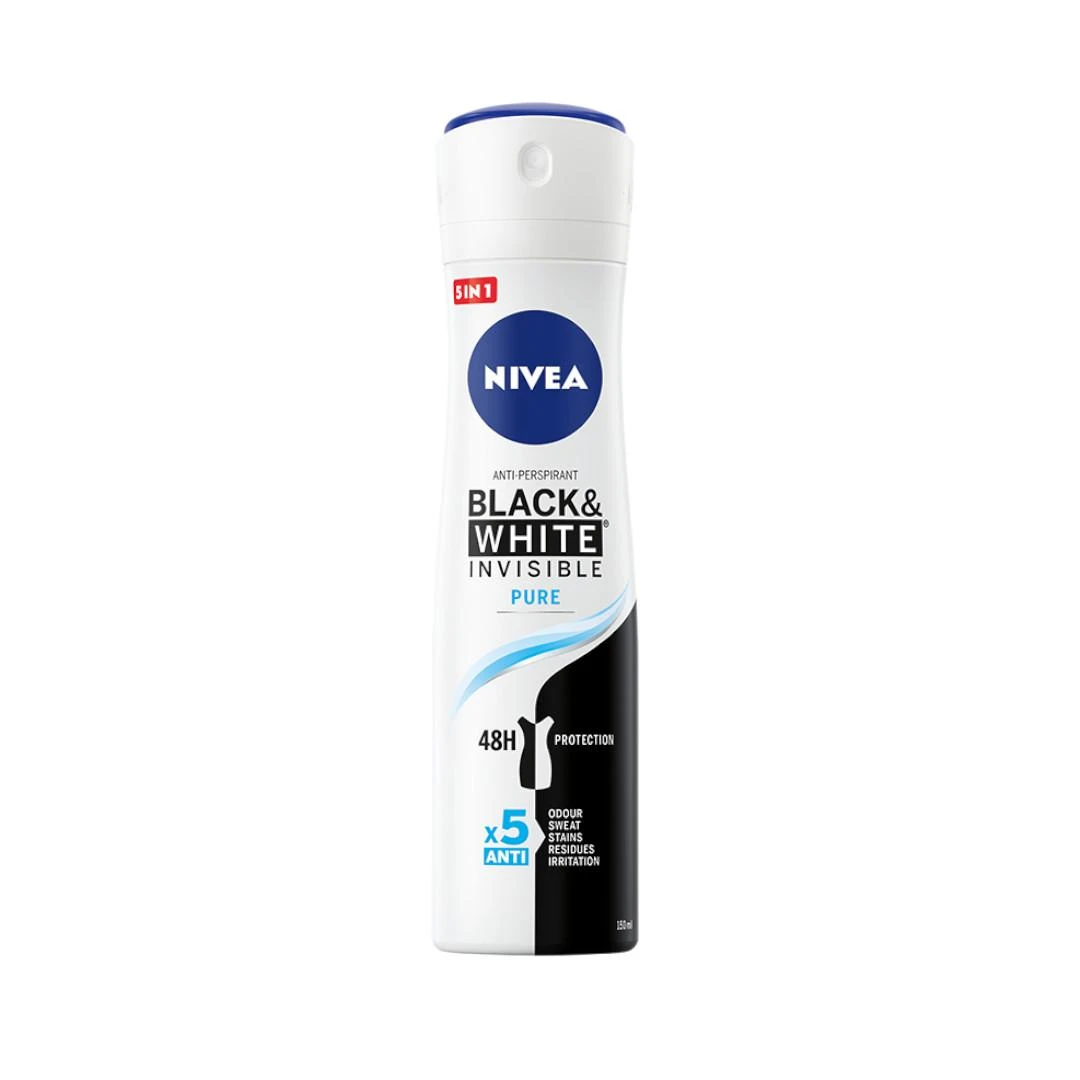 NIVEA Purškiamasis dezodorantas Juodas&amp;Baltas PURE moterims 150ml