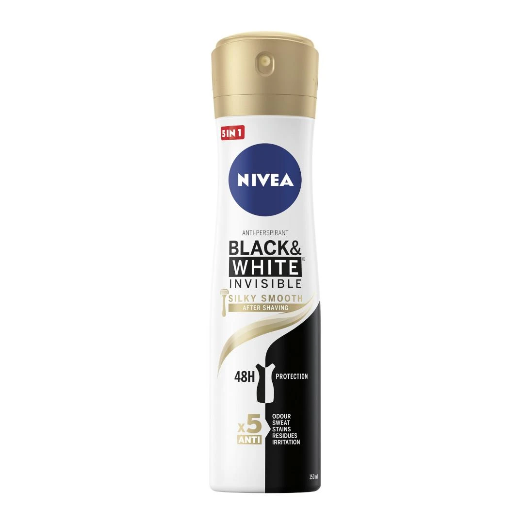 Nivea Black & White Invisible dezodorantas su auksiniu kamšteliu