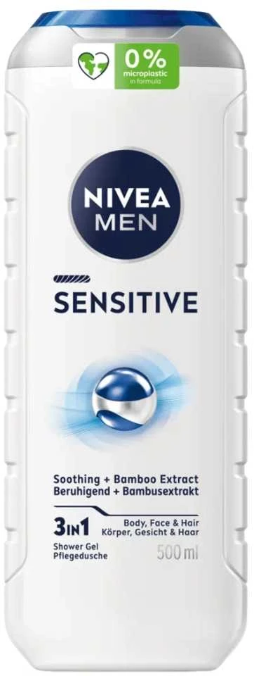 NIVEA MEN 3in1 Sensitive dušo želė 500 ml