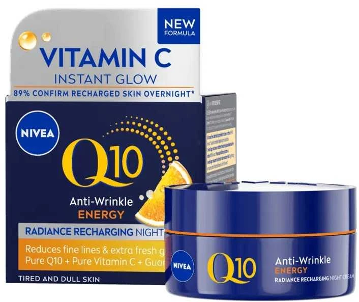Nivea energizuojantis naktinis kremas nuo raukšlių su Q10 Energy (Kreminis), 50 ml