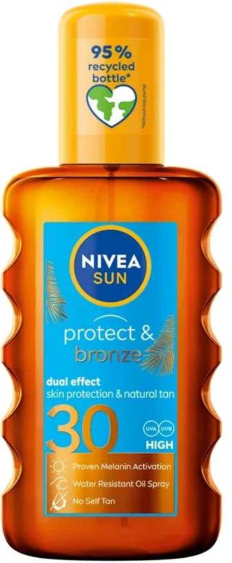 Nivea Sun Protect & Bronze Oil Purškiklis Sun Losjonas kūnui unisex, 200 ml