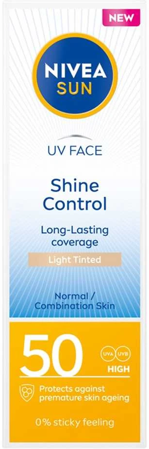 NIVEA SUN Shine Control Matinis veido kremas Light Tonted SPF50 50 ml