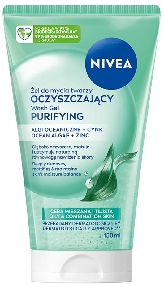 Nivea Visage valomasis veido prausimosi gelis mišriai ir riebiai odai 150 ml