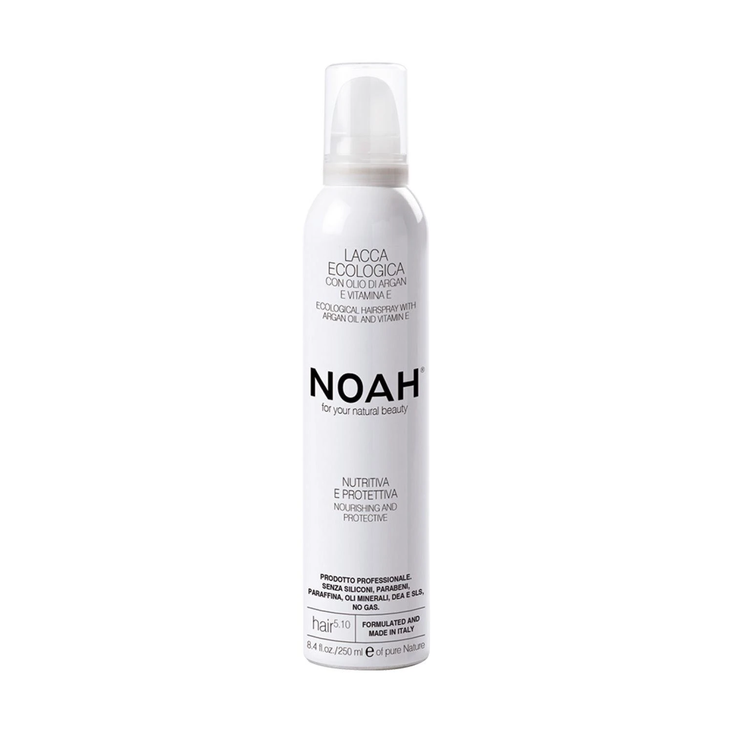 Noah 5.10. Ecological Hairspray With Vitamin E Maitinantis plaukų lakas su argano aliejumi ir vitaminu E, 250 ml