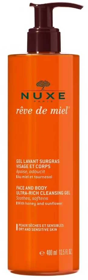 Nuxe Ypač tirštos konsistencijos veido ir kūno valomoji želė „Rêve de Miel® Face and body ultra-rich cleansing gel“, 400 ml