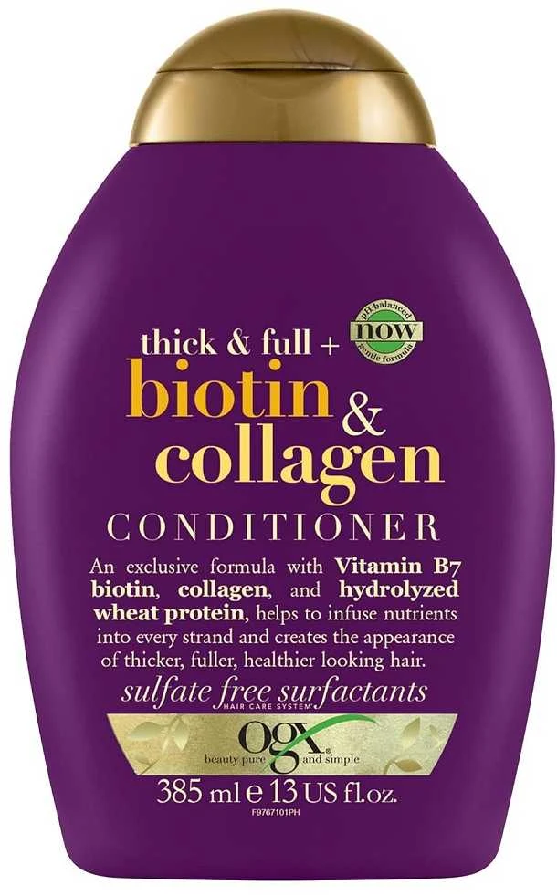 Organix Cosmetix Plaukų kondicionierius su vitaminu B7, biotinu ir kolagenu, 385 ml