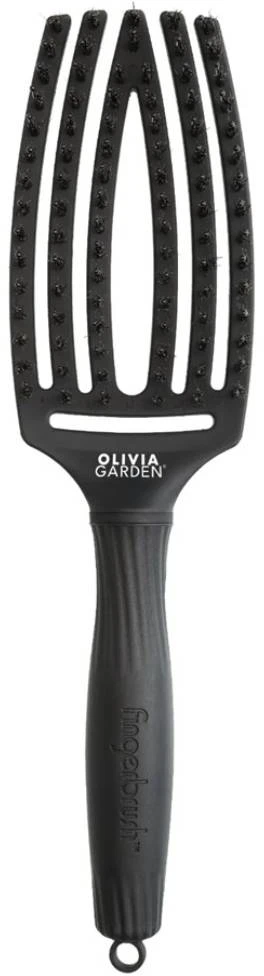 Olivia Garden Šepetys su pirštų įkrova, Nailonas, Vidutinis, Juodas