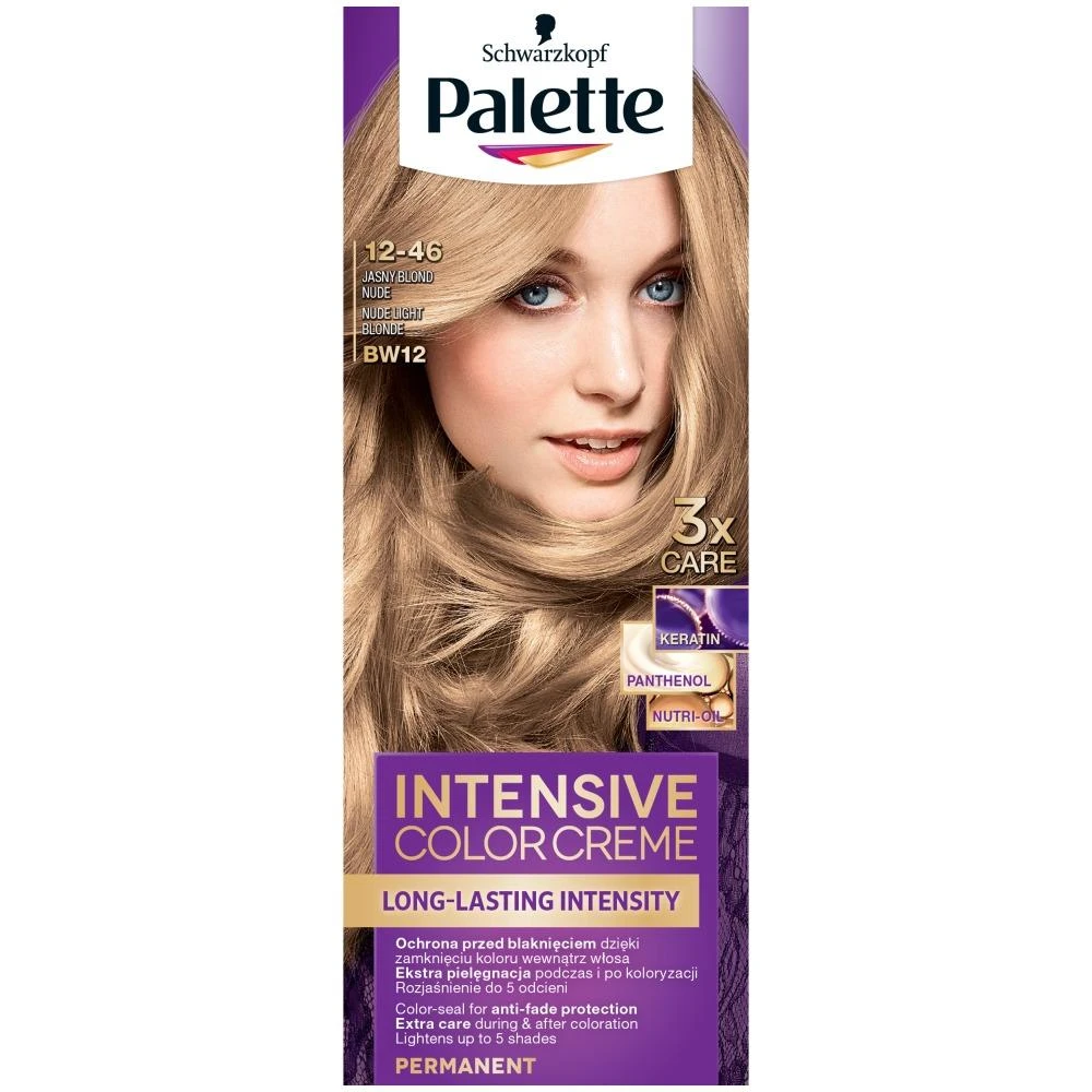 Palette Intensyvios spalvos kremo paletė ilgai išliekantis intensyvumas 12-46 (BW12) Jasny Blond Nude