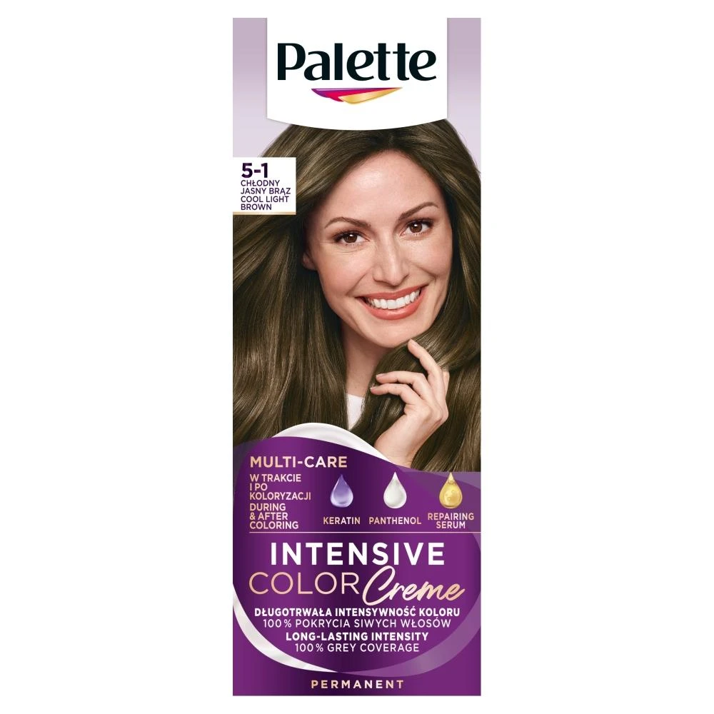 Palette ilgalaikiai plaukų dažai 5-1 šalta šviesiai ruda